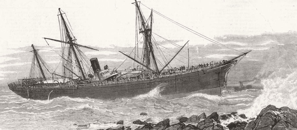 AUSTRALIA. Stranding of Orient steamship Sorata Jervis point, south 1880 print